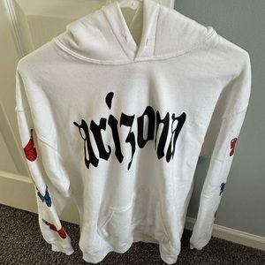 Arizona sweatshirt with blue and red butterflies on the sleeves
